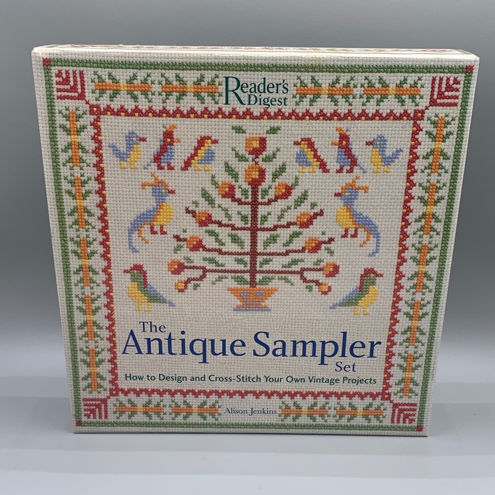 Reader's Digest Antique Sampler Set Design and Cross Stitch Vintage Project Kit
